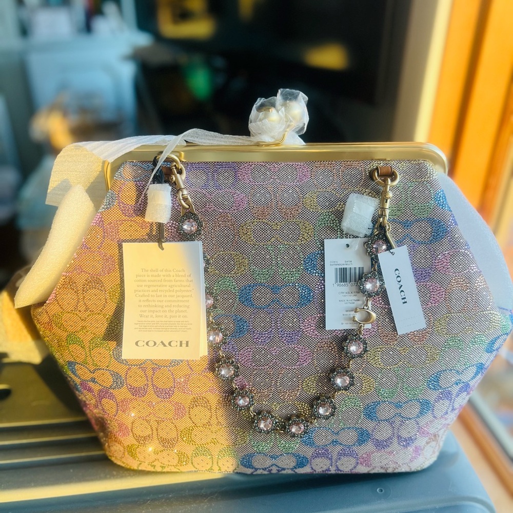 Coach Kisslock Large Frame Crystal Rainbow Bag - Picture 6 of 10